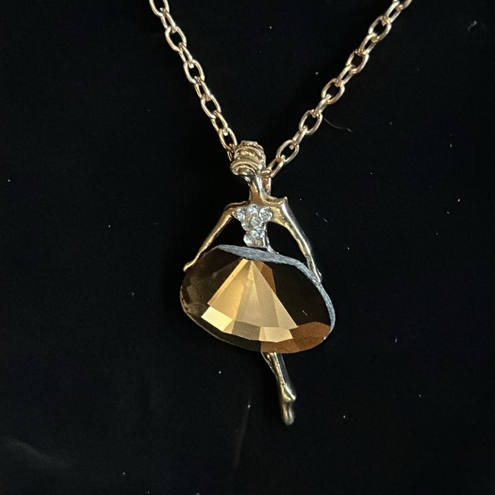 Elegant Gold Ballerina Pendant Necklace.